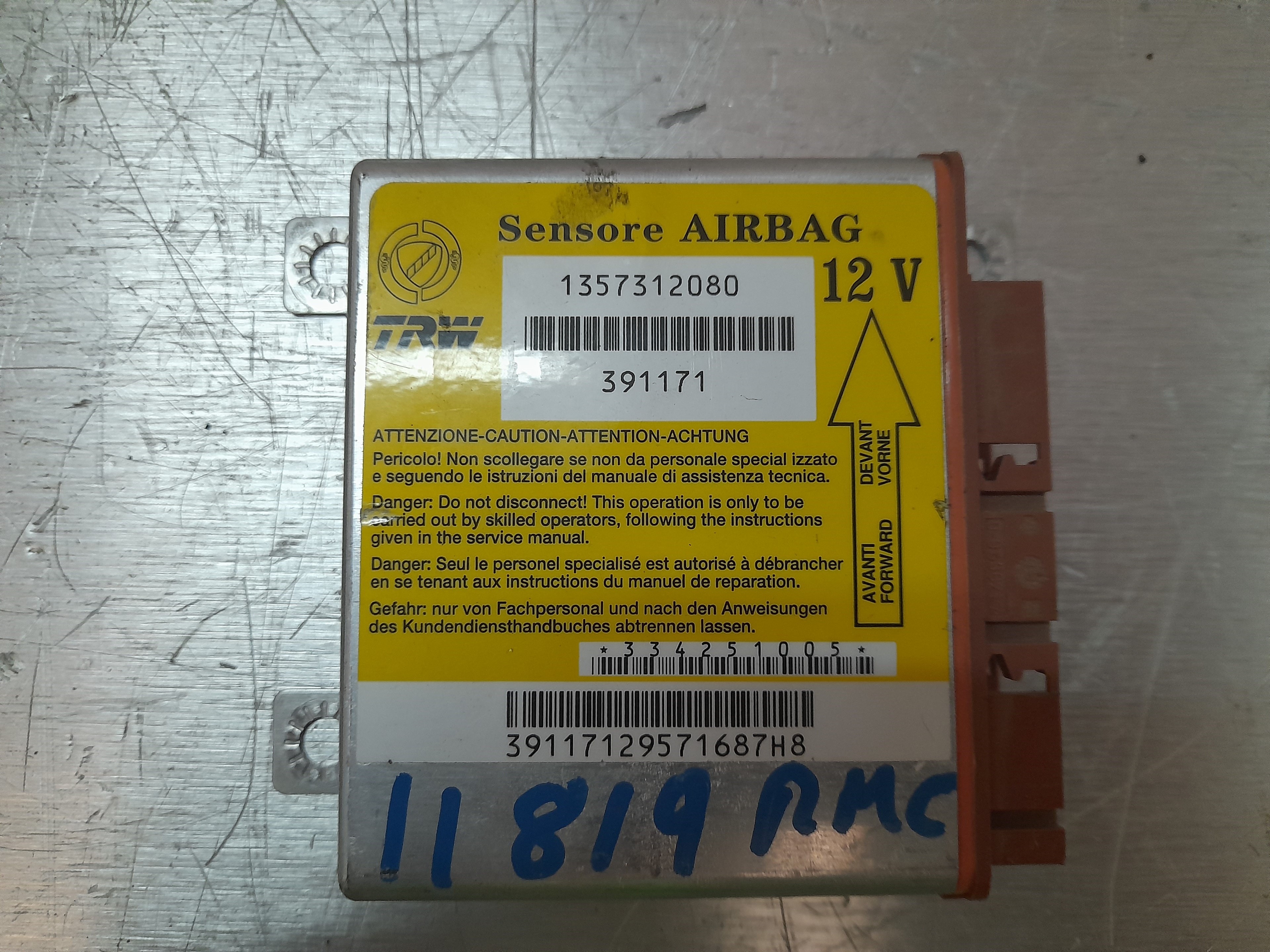 Recambio de centralita airbag para peugeot boxer caja cerrada (bat. 3450) (333) hdi (330) referencia OEM IAM 1357312080  