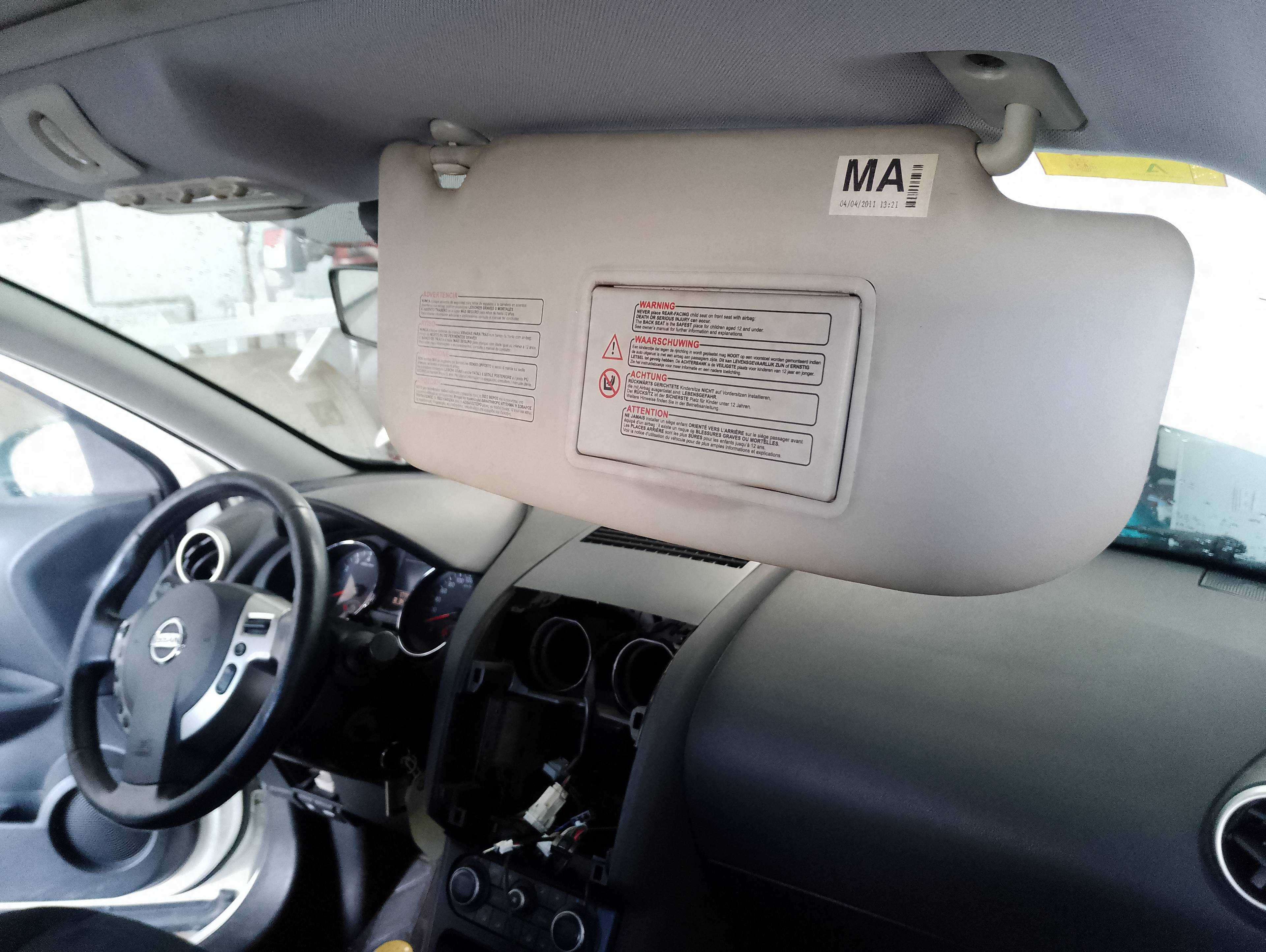 Recambio de parasol derecho para nissan qashqai (j10) acenta referencia OEM IAM 96400BR00A  