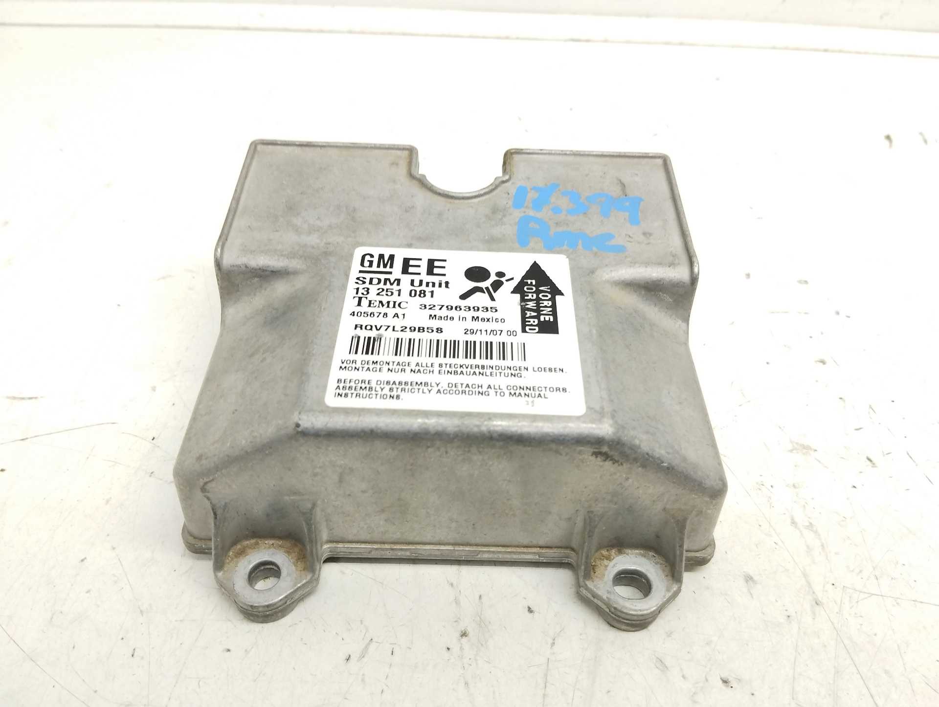 Recambio de centralita airbag para opel astra h ber. 1.7 16v cdti referencia OEM IAM 13251081 405678A1 